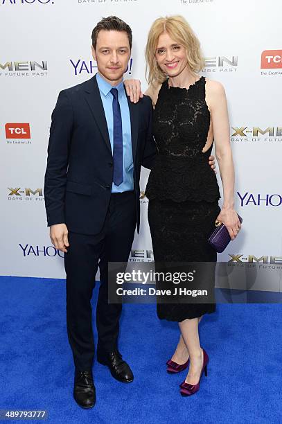 Anne-Marie Duff and James McAvoy attend the UK premiere of 'X-Men: Days Of Future Past' at the Odeon Leicester Square on May 12, 2014 in London,...