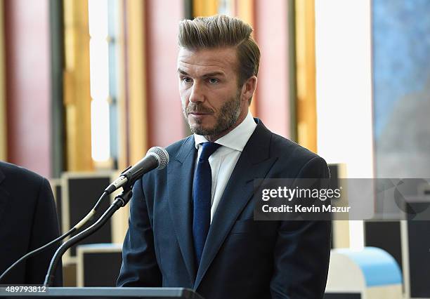 Goodwill Ambassador David Beckham unveils a unique installation that brings the voices of children and young people to the heart of the United...