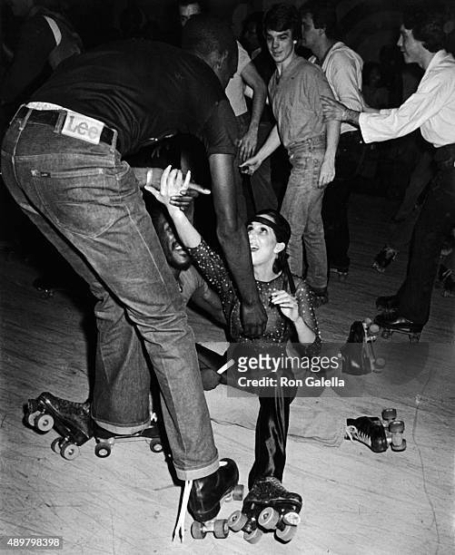 Cher attends Casablanca Records Party on February 26, 1979 at Empire Roller Disco in New York City.