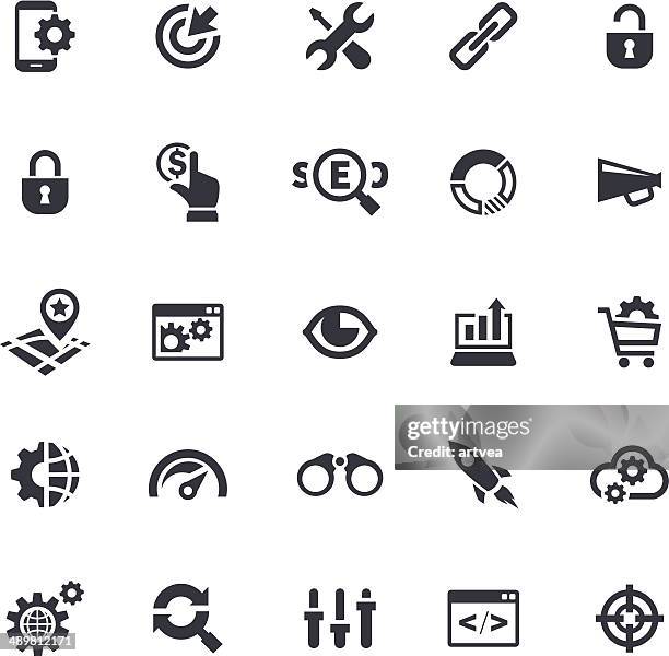 seo icon set - parcel tracking stock illustrations