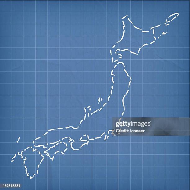 ilustrações de stock, clip art, desenhos animados e ícones de mapa azul sketched japão - shikoku japão