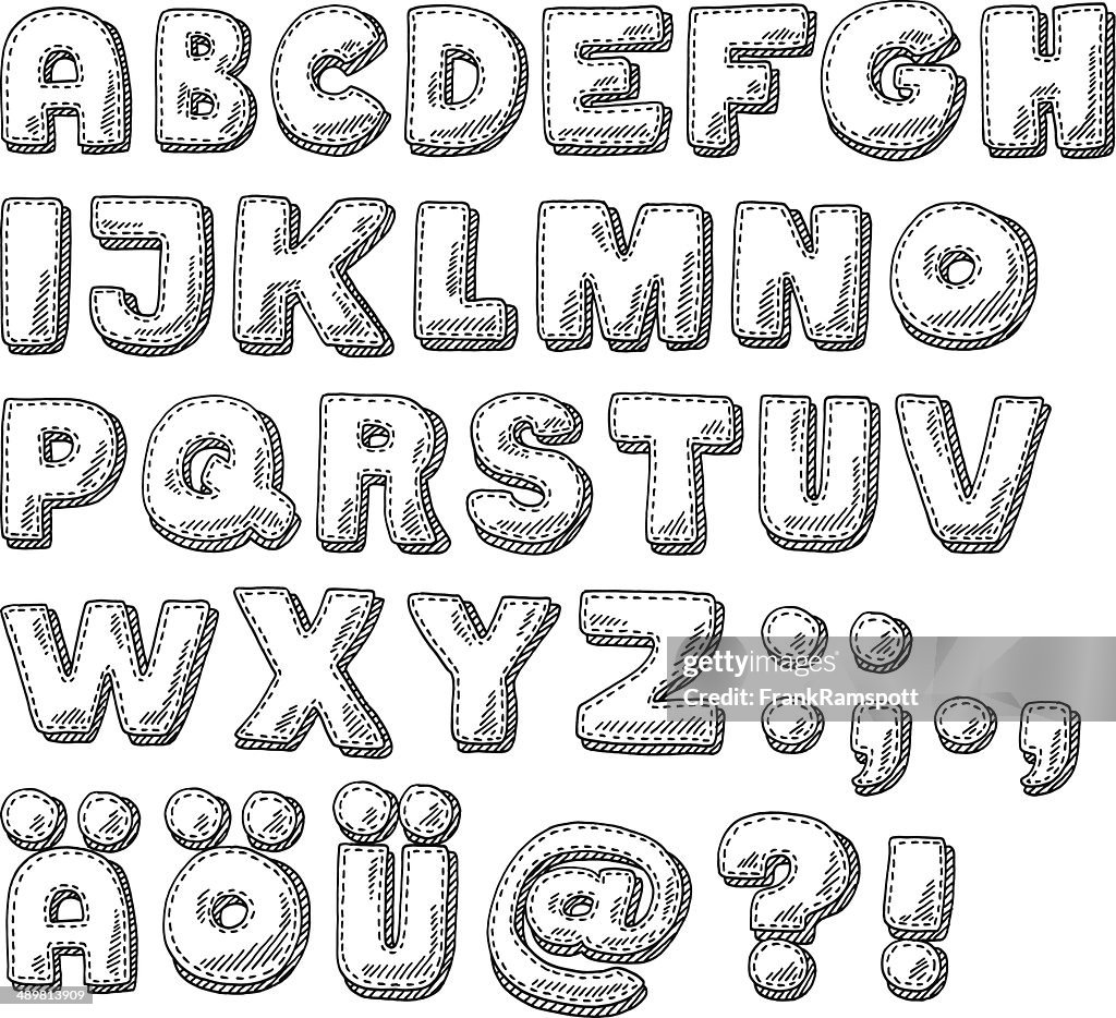 Conjunto de Alfabeto de Design subtil desenho