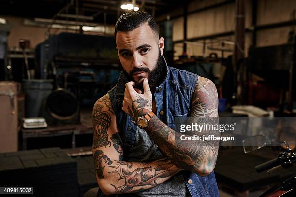 163 foto e immagini di Biker Tattoo Men Portrait - Getty Images