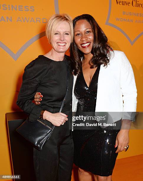 Whistles CEO Jane Shepherdson and Karen Blackett, CEO MediaCom UK, attend the Veuve Clicquot Business Woman Award at Claridges Hotel on May 12, 2014...