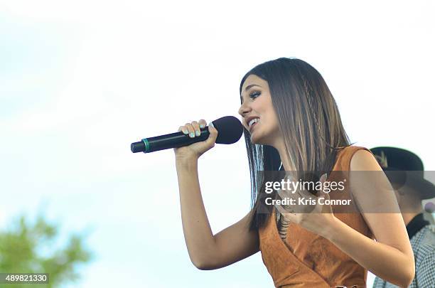 Singer Victoria Justice performs during the "Rally for Moral Action on Climate Justice," on the National Mall on September 24, 2015 in Washington, DC.