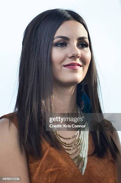 Singer Victoria Justice performs during the "Rally for Moral Action on Climate Justice," on the National Mall on September 24, 2015 in Washington, DC.