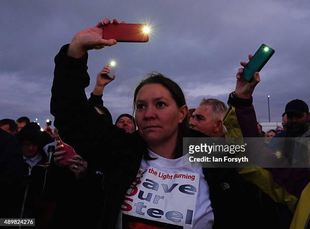 Labour MP for Redcar Anna Turley joins hundreds of steel workers, their families and supporters as they attended a torch light vigil and rally to...