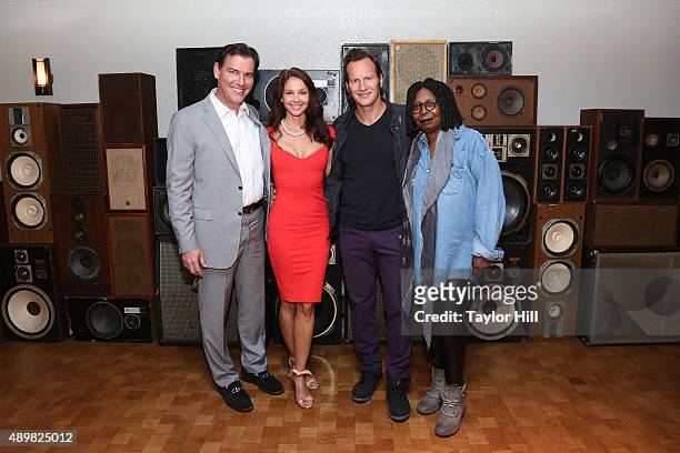 Actors Paul Wilson, Ashley Judd, Patrick Wilson, and Whoopi Goldberg attend a photocall for "Big Stone Gap" at Ace Hotel on September 24, 2015 in New...