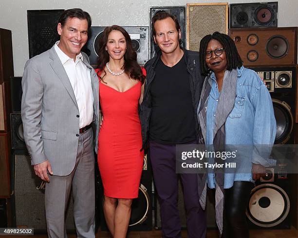 Actors Paul Wilson, Ashley Judd, Patrick Wilson, and Whoopi Goldberg attend a photocall for "Big Stone Gap" at Ace Hotel on September 24, 2015 in New...