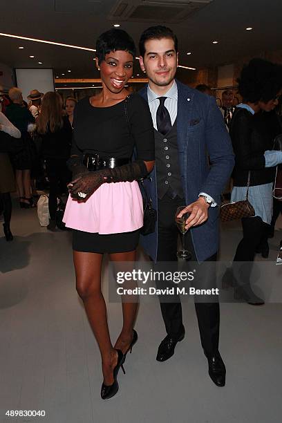 Irene Major and Lucas Bitencourt at Huxley And Cox / Nina Naustdal Pop-Up Boutique on the Kings road on September 24, 2015 in London, England.