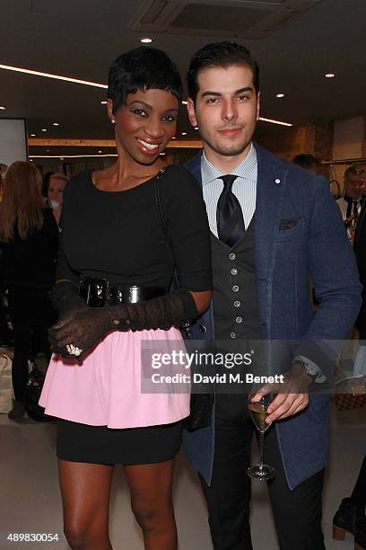 Irene Major and Lucas Bitencourt at Huxley And Cox / Nina Naustdal Pop-Up Boutique on the Kings road on September 24, 2015 in London, England.
