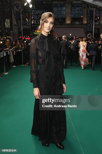 Model Ronja Furrer attend the 'The Man Who Knew Infinity' Premiere And Opening Ceremony during the Zurich Film Festival on September 24, 2015 in...