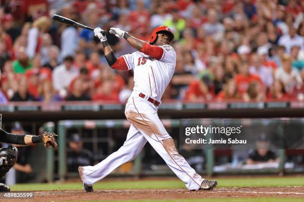 Roger Bernadina of the Cincinnati Reds bats against the Colorado Rockies at Great American Ball Park on May 10, 2014 in Cincinnati, Ohio.