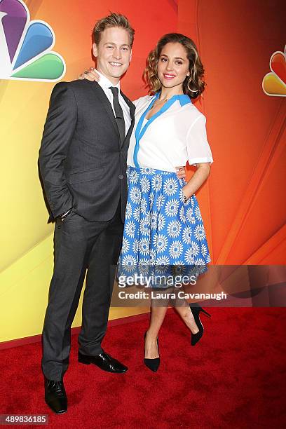 Margarita Levieva and Gavin Stenhouse attend the 2014 NBC Upfront Presentation at The Jacob K. Javits Convention Center on May 12, 2014 in New York...