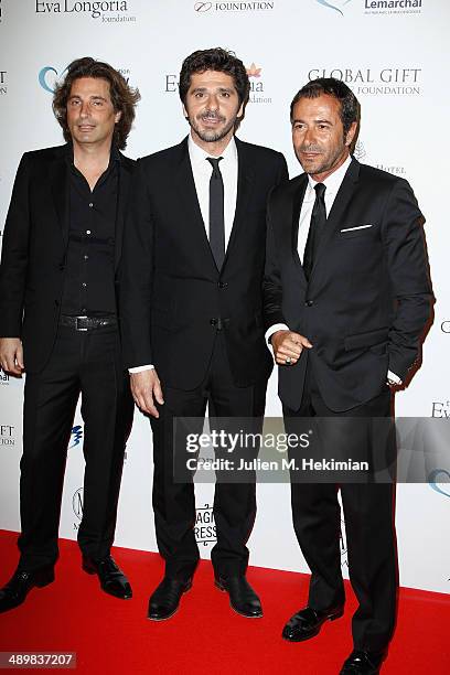 French sculptor Richard Orlinski, french singer Patrick Fiori and french TV presenter Bernard Montiel attend the 'Global Gift Gala' 2014 - Charity...