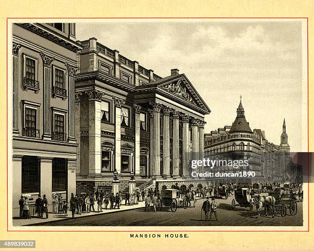 stockillustraties, clipart, cartoons en iconen met victorian london - mansion house - pediment