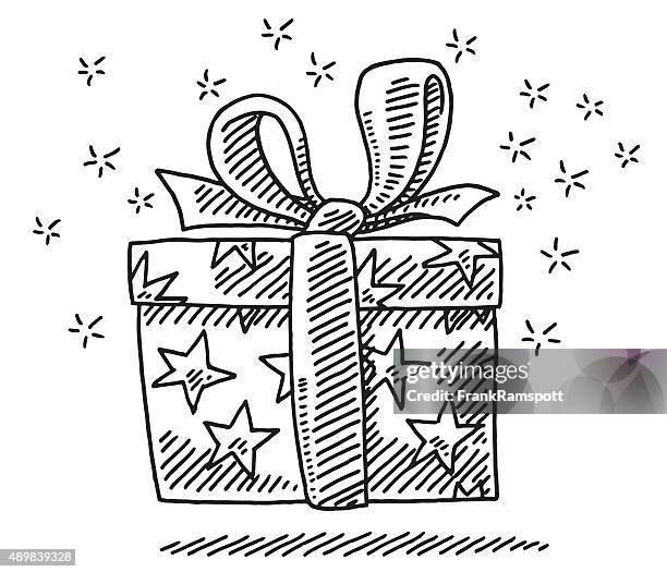 geschenk box überraschen zeichnung - christmas sketch stock-grafiken, -clipart, -cartoons und -symbole