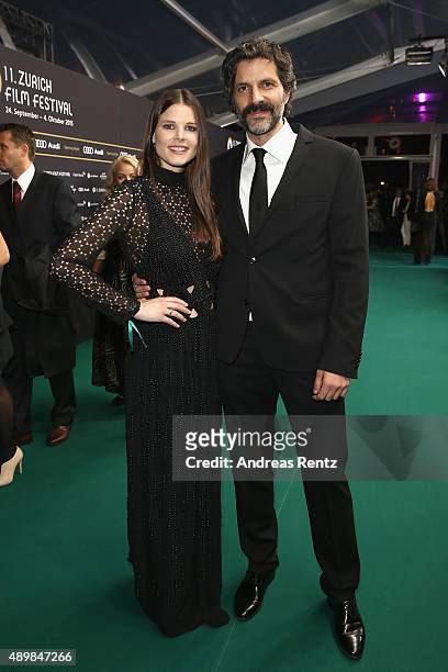 Pasquale Aleardi and girlfriend Petra attend the 'The Man Who Knew Infinity' Premiere And Opening Ceremony during the Zurich Film Festival on...