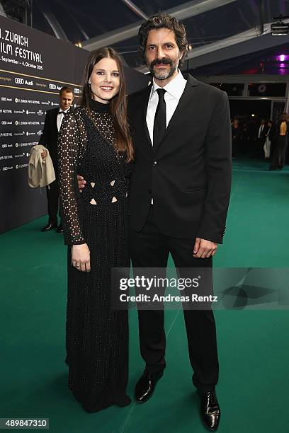 Pasquale Aleardi and girlfriend Petra attend the 'The Man Who Knew Infinity' Premiere And Opening Ceremony during the Zurich Film Festival on...