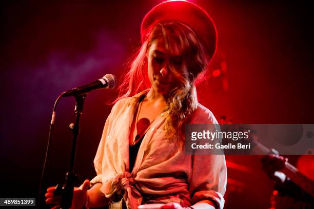 Samantha Urbani of Friends performs on stage with Blood Orange at El Rey Theatre on April 14, 2014 in Los Angeles, United States.