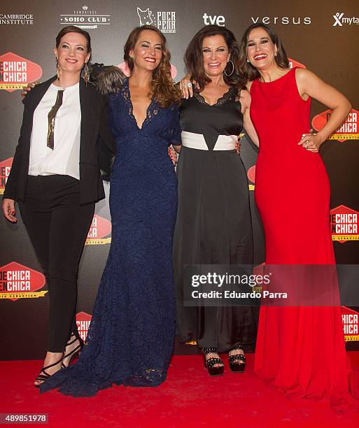 Director Sonia Sebastian, actress Sandra Collantes, actress Jane Badler and actress Celia Freijeiro attend 'De chica en chica' premiere at Palafox...