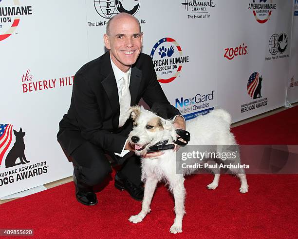 Of the Hallmark Channel Bill Abbott with Happy the dog attend the 5th Annual American Humane Association Hero Dog Awards at The Beverly Hilton Hotel...