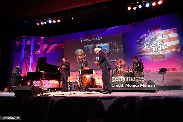 Saxophonist Gary Bartz performs on stage at the 45th Annual Legislative Conference Congressional Black Caucus at Walter E. Washington Convention...