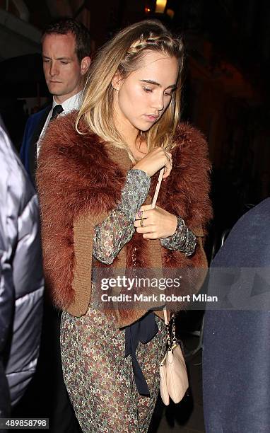 Suki Waterhouse at Annabels for an intimate dinner and exclusive performance with Selena Gomez on September 24, 2015 in London, England.