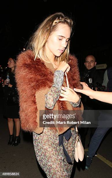 Suki Waterhouse at Annabels for an intimate dinner and exclusive performance with Selena Gomez on September 24, 2015 in London, England.