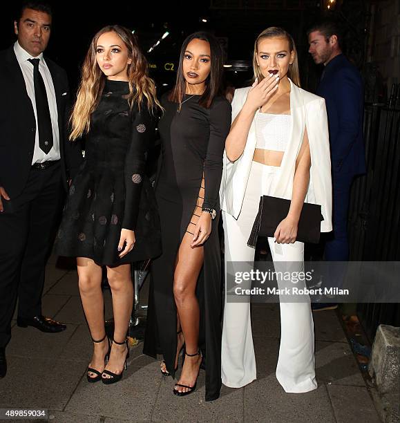 Jade Thirlwall, Leigh-Anne Pinnock and Perrie Edwards at Annabels for an intimate dinner and exclusive performance with Selena Gomez on September 24,...