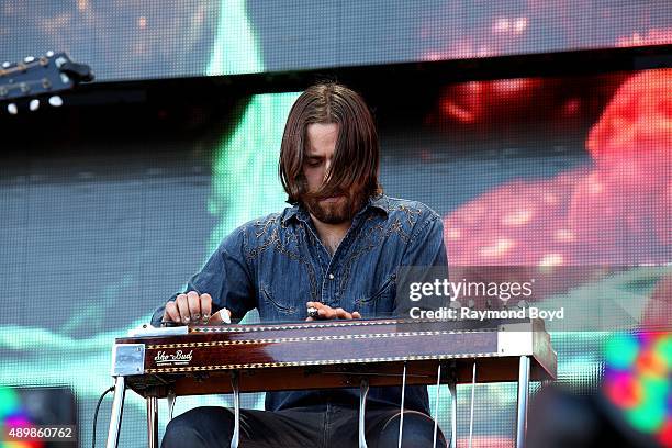 Musician Cory Younts from Old Crow Medicine Show performs at FirstMerit Bank Pavilion at Northerly Island during 'Farm Aid 30' on September 19, 2015...