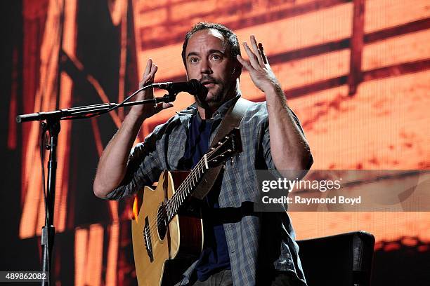 Musician and Singer Dave Matthews from The Dave Matthews Band performs at FirstMerit Bank Pavilion at Northerly Island during 'Farm Aid 30' on...