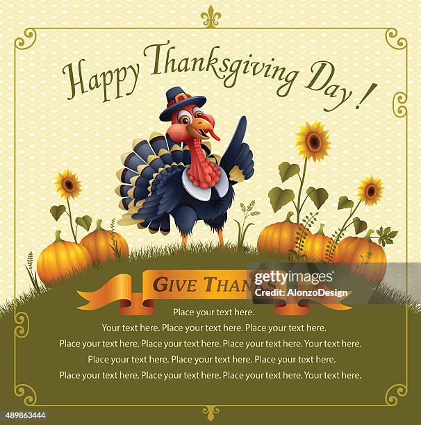 happy thanksgiving - turkey bird stock illustrations