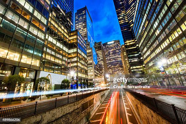 new york city park avenue at dusk - park ave stock pictures, royalty-free photos & images