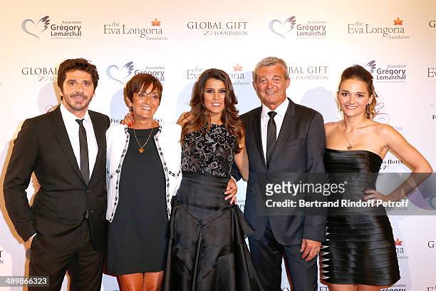Patrick Fiori , Karine Ferri standing with the family of Gregory Lemarchal; his moter Laurence Lemarchal, his father Pierre Lemarchal and his sister...