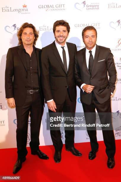 Contemporary Artist Oreliski, singer Patrick Fiori and Bernard Montiel attend the 'Global Gift Gala' 2014 - Charity Dinner at the Four Seasons Hotel...