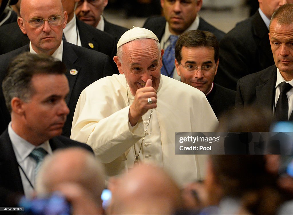 Evening Prayer Service At New York's St. Patrick's Cathedral Led By Pope Francis