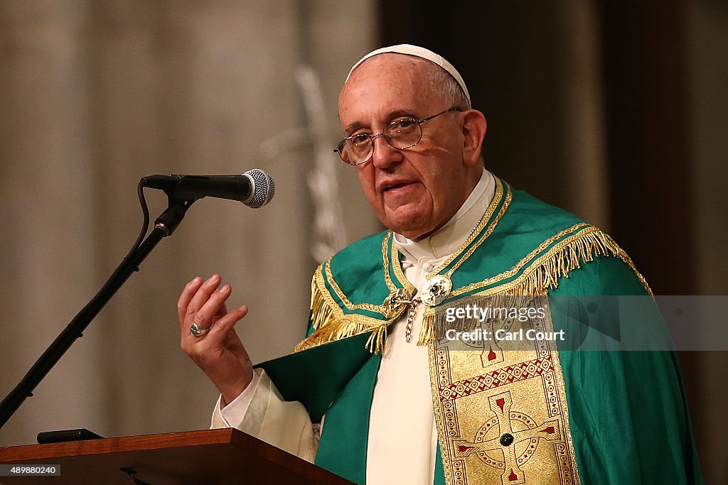 Evening Prayer Service At New York's St. Patrick's Cathedral Led By Pope Francis