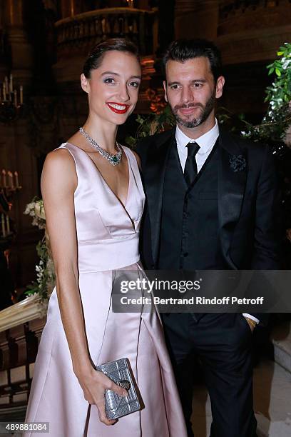 Star Dancer Dorothee Gilbert, wearing Piaget, and her husband attend the Ballet National de Paris Opening Season Gala at Opera Garnier on September...