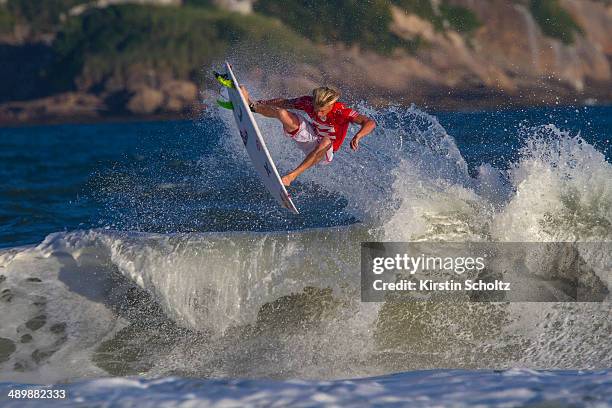 Kolohe Andino of the United States of America surfs to a runner up finish at the Billabong Rio Pro on May 12, 2014 in Rio de Janeiro, Brazil.