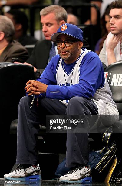 Spike Lee attends Game Four of the Eastern Conference Semifinals during the 2014 NBA Playoffs at the Barclays Center on May 12, 2014 in the Brooklyn...