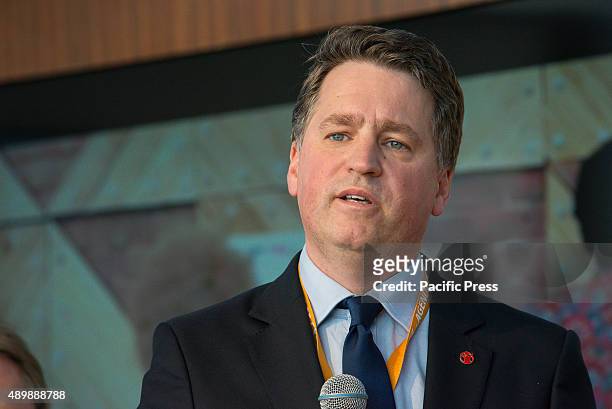 Justin Forsyth, CEO of Save The Children UK, speaks at the SDG press event., In conjunction with the Sustainable Development Goals initiative to be...