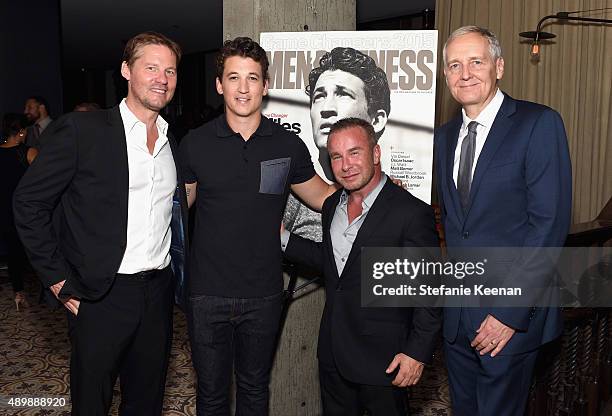 David Zinczenko, actor Miles Teller, group publisher of Men's Fitness David Jackson and editor-in-chief, Men's Fitness at American Media, Inc. John...