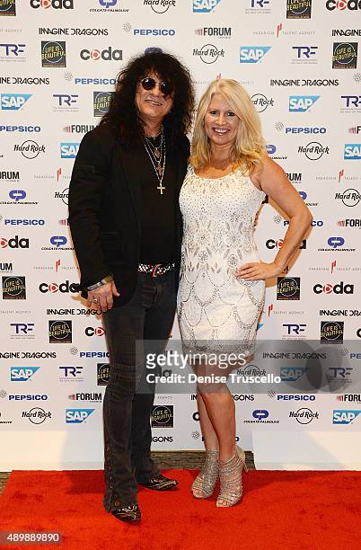 Paul Shortino and Jennifer Bradley arrive at the "Imagine a World Without Cancer" gala at the Four Seasons Hotel Las Vegas on September 24, 2015 in...