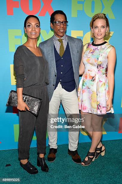 Lyndie Greenwood, Orlando Jones and Katia Winter from the cast of Sleepy Hollow attend the FOX 2014 Programming Presentation at the FOX Fanfront on...