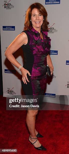 Adams and Reece LLP's Lynn Morrow arrives at the 2015 Women in Music City Awards on September 24, 2015 in Nashville, Tennessee.