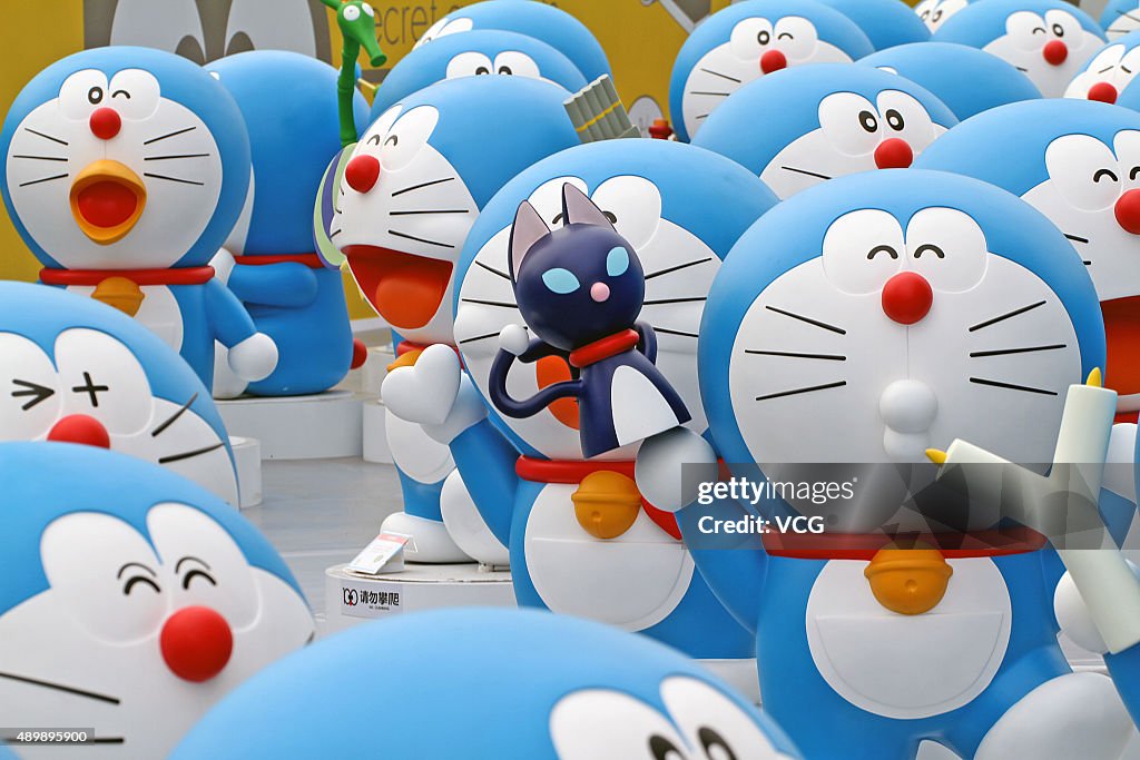 Photo shows sculptures of Japanese cartoon character 'Doraemon' at... News  Photo - Getty Images
