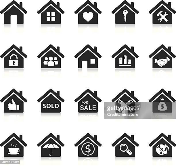 house icons - residential building stock illustrations