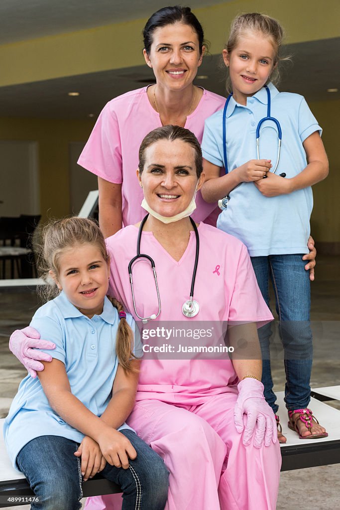 Posing with their patients
