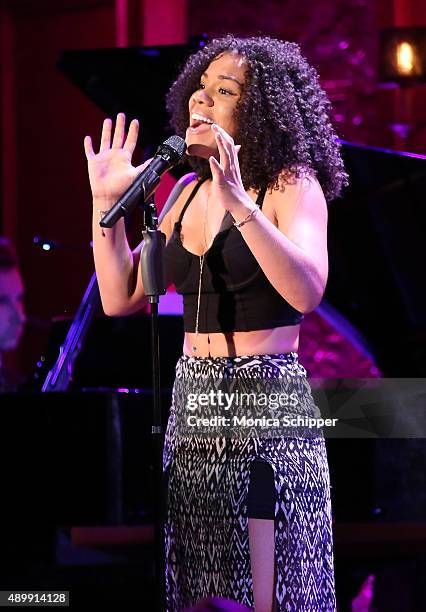 Alysha Deslorieux performs on stage at YoungArts Awareness Day at 54 Below on September 24, 2015 in New York City.